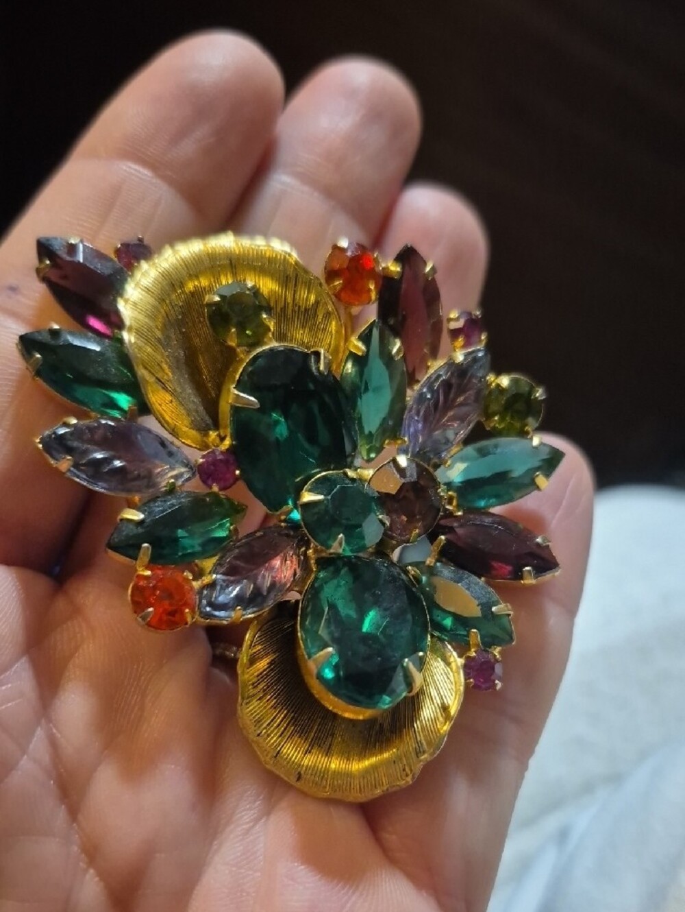 Juliana Style Vintage Crystal Floral Brooch - Picture 7 of 7